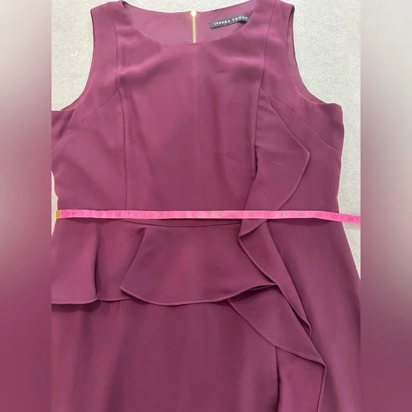 Ivanka Trump Bateau Neck Sleeveless Sheath Dress Purple Gold Accent Zipper Sz 14 - Picture 5 of 12